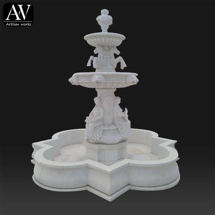 Fontana di bona qualità - decoru per a casa di giardinu in granitu anticu fontana d'acqua in pietra di marmura di cioccolatu - Atisan Works