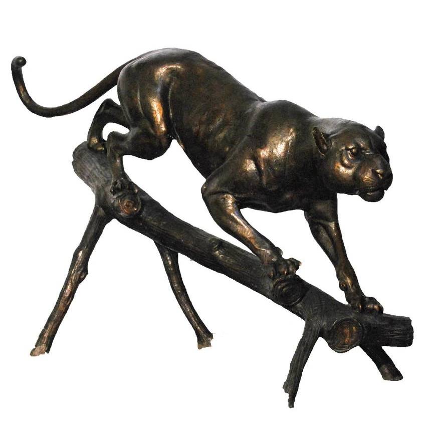 Ang iskultura ng dekorasyon sa parke at hardin ay ibinebenta na mga estatwa ng bronze panther na may kasing laki ng metal casting