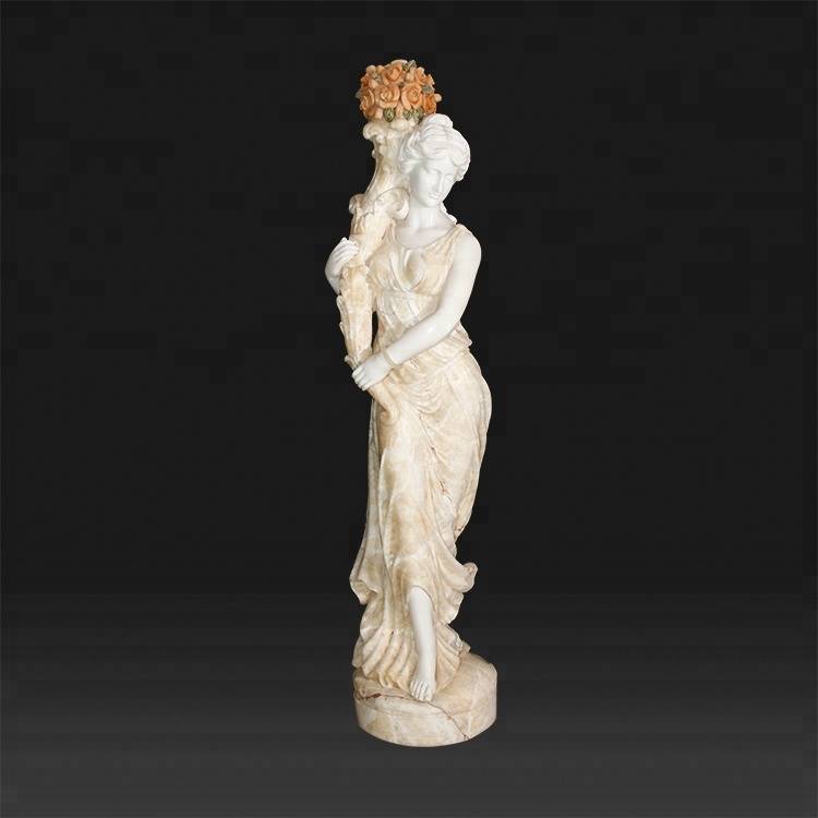 Estatua de anxo con cruz con gran desconto - Estatuas de figuras femininas de mármore de pedra branca - Atisan Works