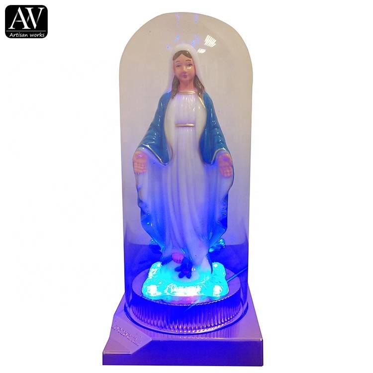 Patung Résin Led Kualitas Alus - Grosir Patung Plastik Kristen Virgin Mary kalayan patung LED - Karya Atisan