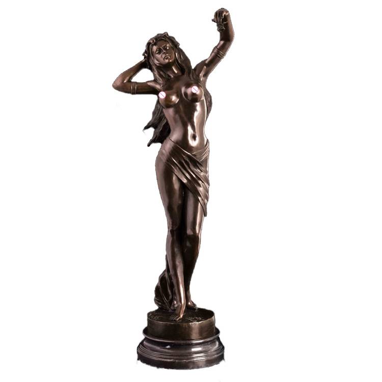 բացօթյա ձևավորում մաքսային բնական չափի բրոնզե սեքսուալ պարող աղջկա մերկ գեղեցկության արձան