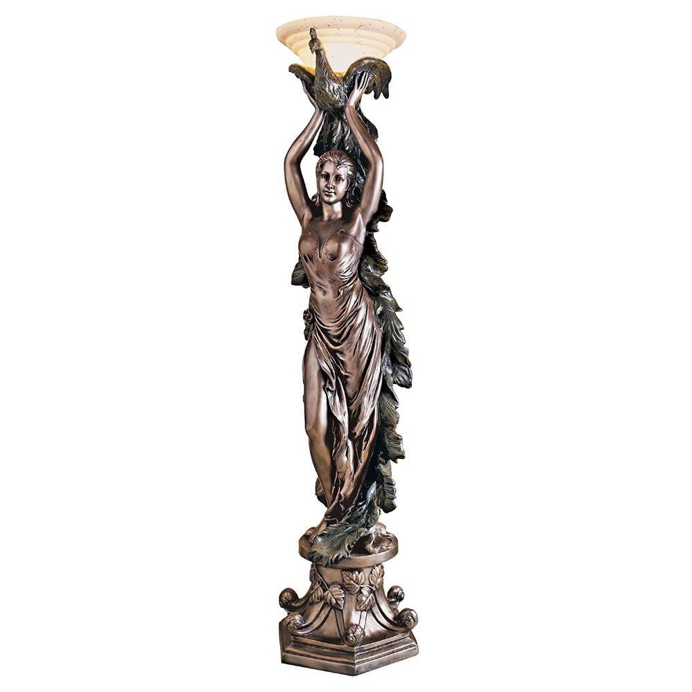 morden uslubidagi bronza bokira Maryam haykali ayol haykaltaroshlik lampalari