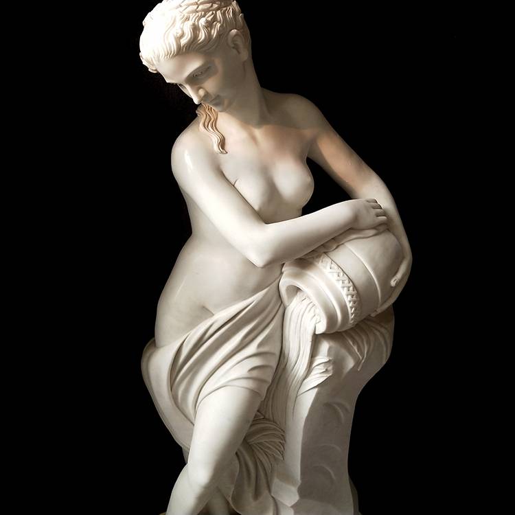 Sculpture de dame en pierre grandeur nature, statue de femme sexy en marbre, jardin