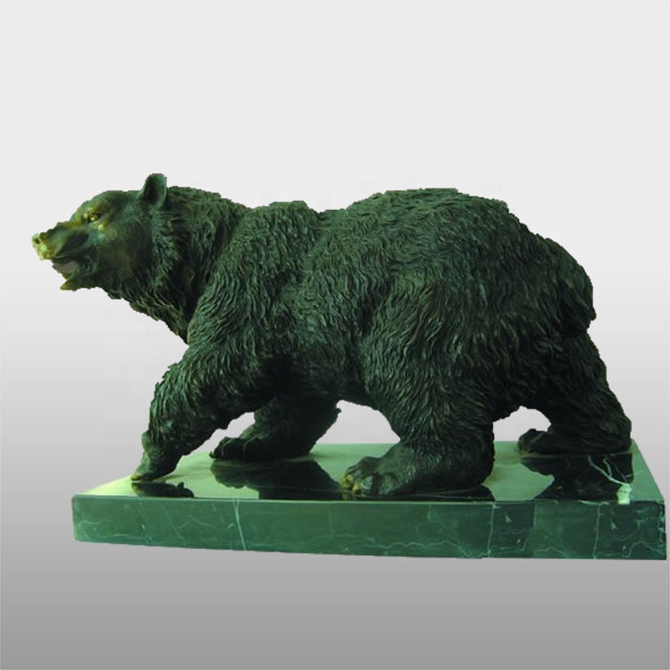 Топла продажба на надворешна градина природна големина на голема скулптура од бронзена мечка