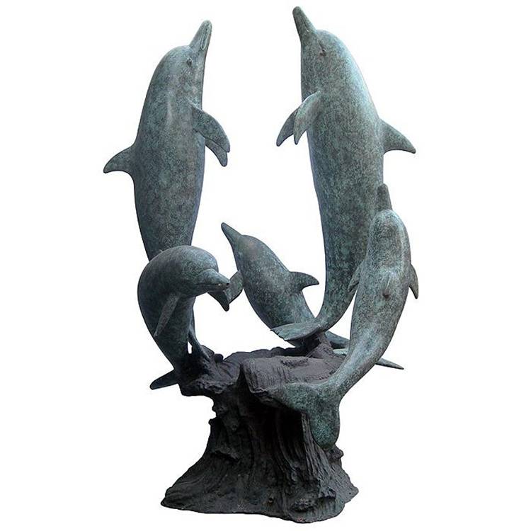 Decor de grădină turnare fântână din bronz de delfin și sirenă