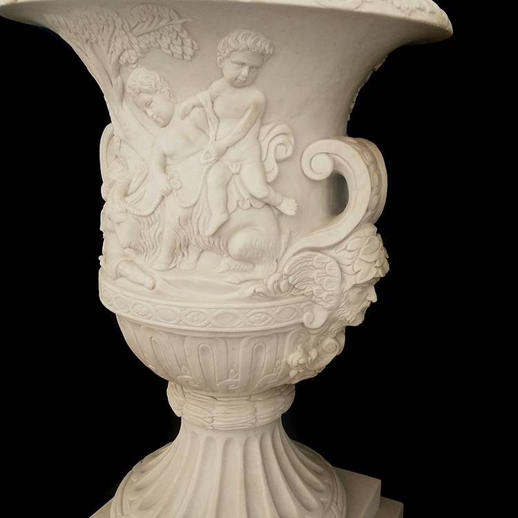 Kakovostna arhitekturna skulptura – Luksuzni zunanji vrtni marmorni lonček za rože Vaze iz naravnega marmorja – Atisan Works