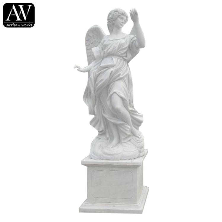 Estatua de anxo tallada en mármore de xardín personalizada