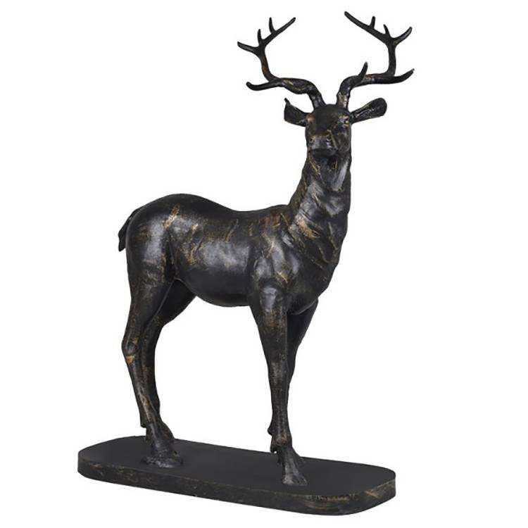Gran estatua de ciervo de bronce antigua y escultura de ciervo de bronce