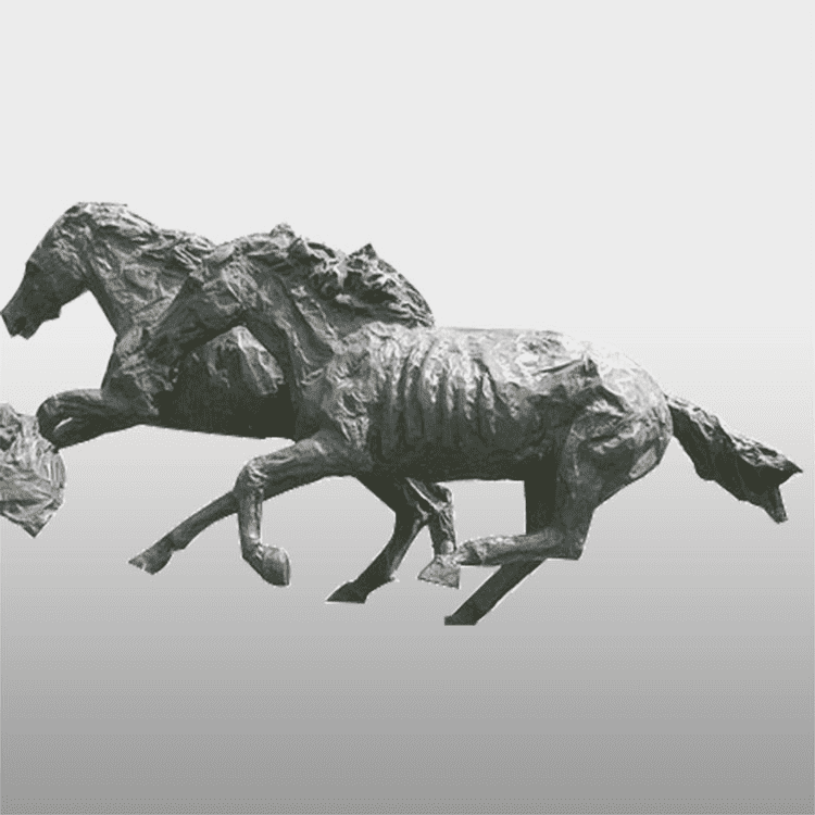 մեծ բնական չափի արձան մետաղական ձիերի բրոնզե քանդակ