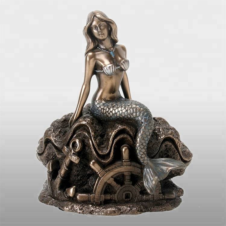 naturlig storlek specialtillverkade sjöjungfrun och delfinskulpturen i brons till salu