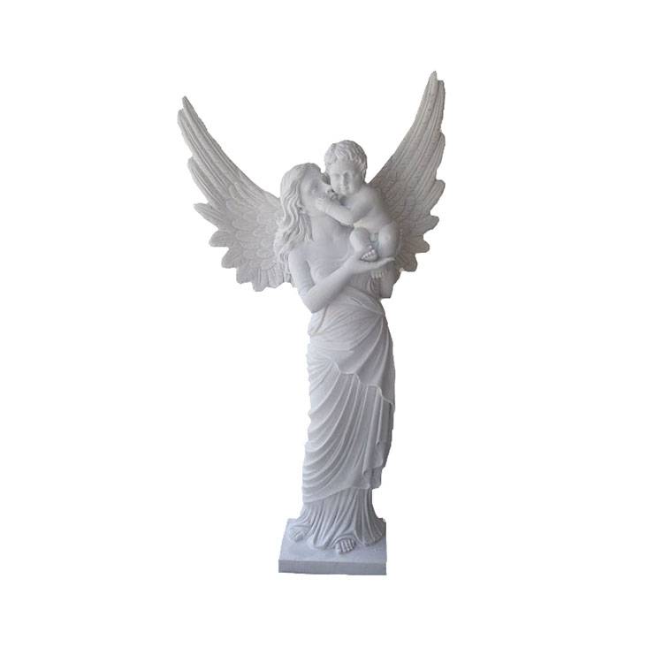 Estatua de mármore de Athena máis vendida da fábrica - Anxo de decoración do xardín que sostén a estatua do bebé - Atisan Works