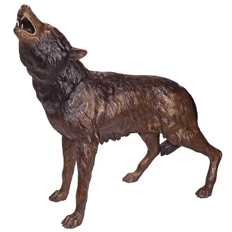 Outdoor garden decoration life size bronze wolf animal sculpture for sale