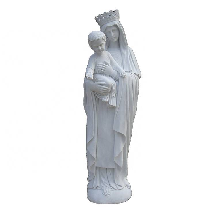 Vendo estatuas de mármore da Virxe María do xardín