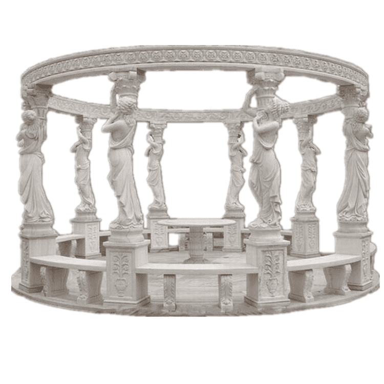 Pogranda okcidenta stilo subĉiela ĝardeno dekoracio blanka marmora gazeboj por vendo