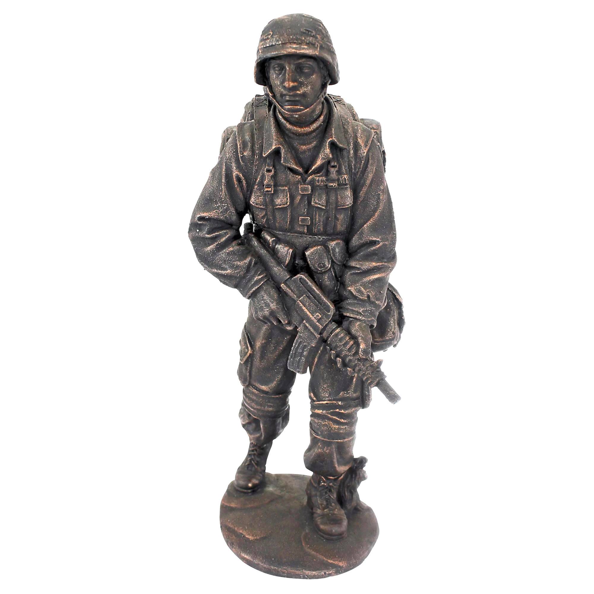 Parka dekoracio casting metala skulptaĵo bronza vivgranda soldato statuo