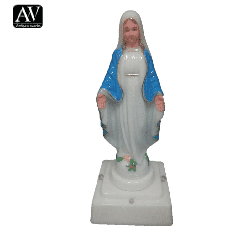 Statua in resina a LED di buona qualità - benedica la statua a LED in plastica della Vergine Maria a figura cristiana in vendita - Atisan Works