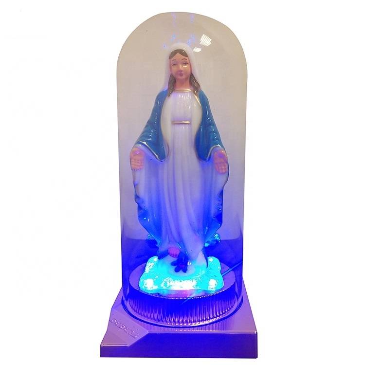 चांगल्या दर्जाची एलईडी रेझिन पुतळा – ख्रिसमससाठी एलईडी लाइटसह फॅक्टरी आउटलेट धार्मिक मेरी पुतळा – एटिसन वर्क्स