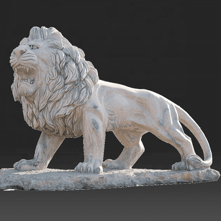 Sculpture de sculpture en marbre de lion grandeur nature en pierre en gros