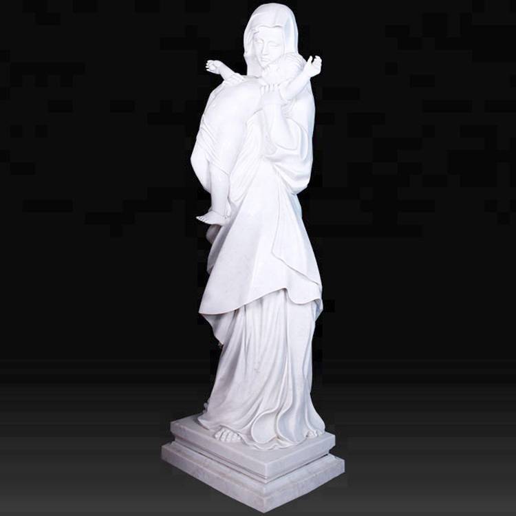 պարտեզի զարդարանք քանդակ Մարմար քարե կույս Մարիամի արձանը Հիսուսի արձանի հետ
