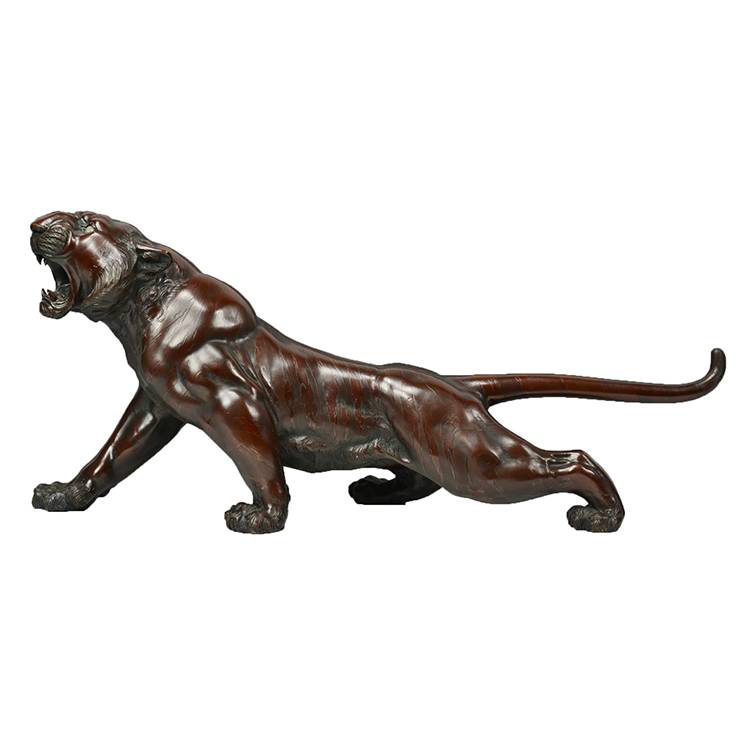 Hög kvalitet naturlig storlek brons trädgård dekorativ djurskulptur brons tigerstaty