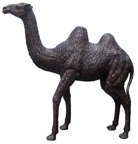 Статуя животного на открытом воздухе, большое украшение парка, современная бронзовая статуя верблюда в натуральную величину для продажи
