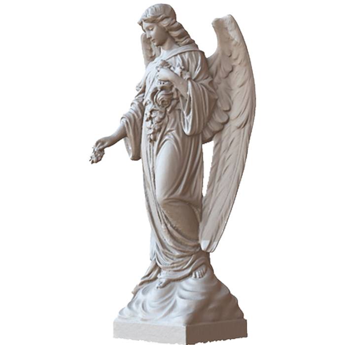 Grousshandel Präis Kaaft Marmer Statue - Gaart Dekoratioun Outdoor Steen Liewen Gréisst White Marble Angel Statue - Atisan Works