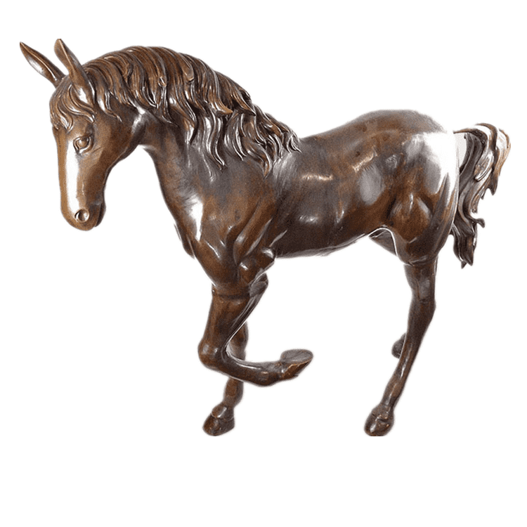 庭の装飾彫刻現代等身大ランニングアンティーク真鍮馬像