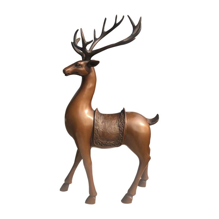 Custom Antique Cast Bronze Copper Metal Craft Black Deer Sculpture/Outdoor Antique Sedens Bronze Deer Sculpture