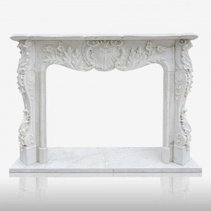 Rococo Marble style puti nga Fireplace Surround