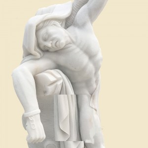 Statue religieuse en marbre naturel personnalisée, Sculpture en pierre grandeur nature de Saint-Sébastien