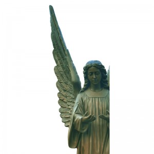 Estatua de anxo de fundición de bronce do xardín personalizado de tamaño real á venda