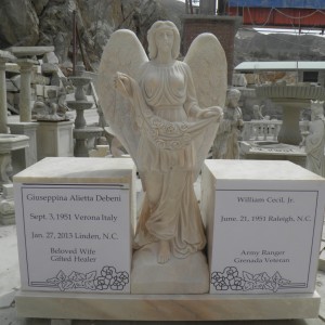Grandes estatuas de mármore do xardín de anxos choradores de tamaño natural