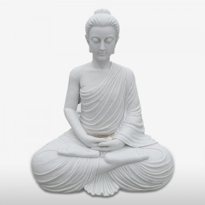 Egyedi, természetes márványkert életnagyságú, vallási kőből készült ülő Buddha-szobor