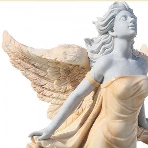 Prilagođeni kip od prirodnog mramora, kamena skulptura krilate božice u prirodnoj veličini
