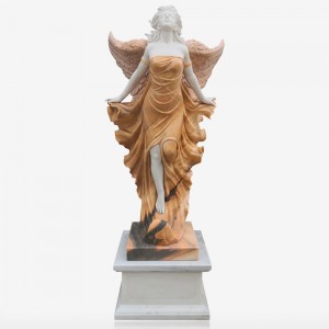 Prilagođeni kip od prirodnog mramora, kamena skulptura krilate božice u prirodnoj veličini