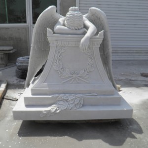 Naturalnej wielkości płaczący anioł ogrodowy, duże marmurowe posągi
