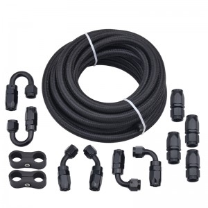 OEM Airline Fittings Factories –  20FT Nylon Braided Fuel Hose CPE 8AN Fuel Line Kit Black – Yibai