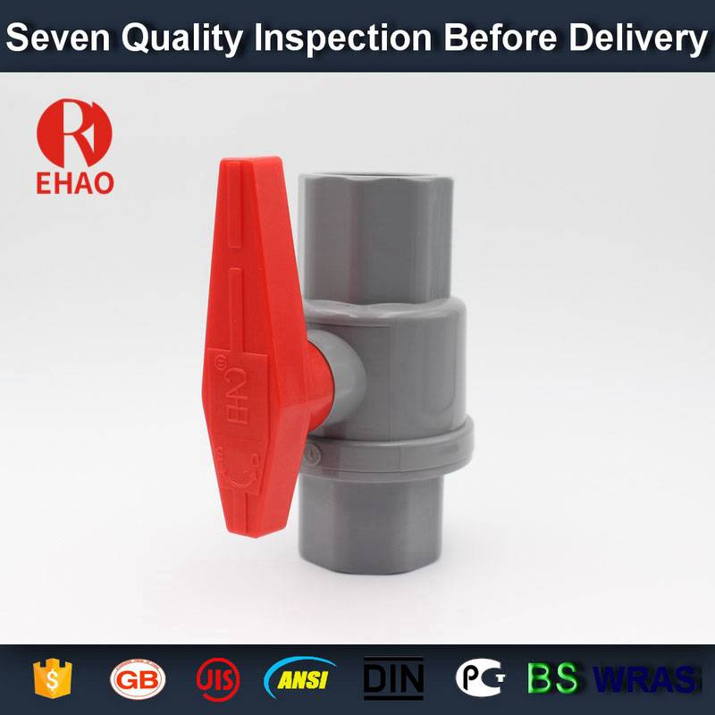Manufactur standard
 1-1/4” (40mm)  plastic PVC pvc 2-piece ball valve ABS hadle socket slip x slip solvent, thread x thread assembly Factory in Chicago