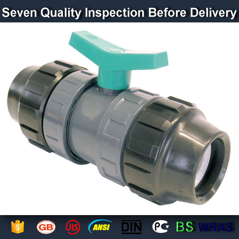 High Quality
 1” PVC True union slip X slip ball valve, T/T thread end sch 80 PVC Factory from New Delhi
