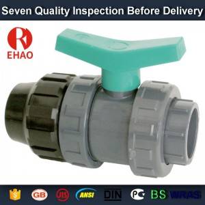 3” PVC True union slip X slip ball valve, T/T thread end sch 80 PVC