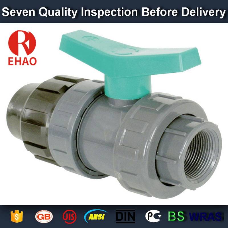 China Professional Supplier
 2-1/2” PVC True union slip X slip ball valve, T/T thread end sch 80 PVC Wholesale to Marseille