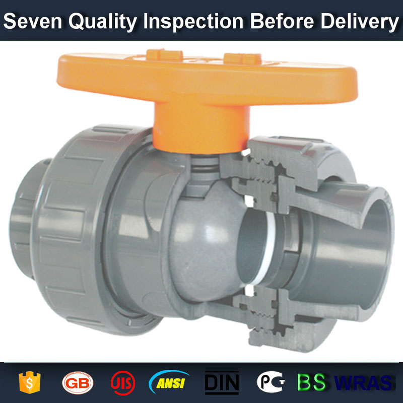 Best quality and factory
 3/4” PVC True union slip X slip ball valve, T/T thread end sch 80 PVC Factory for Calcutta