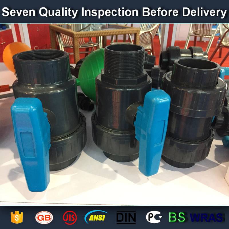 2016 High quality
 3/4” socket /thread + sokect  PVC single union ball valve, solvent end Wholesale to Paris