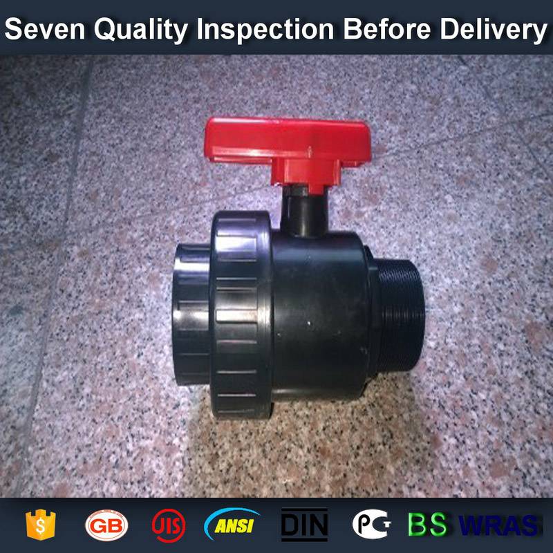 Hot sale Factory
  1-1/2” socket /thread + sokect  PVC single union ball valve, solvent end Factory in Jamaica
