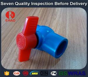 1-1/4"(40mm) PVC 원형 소형 볼 밸브 솔벤트 소켓, 접착제 끝, 제조