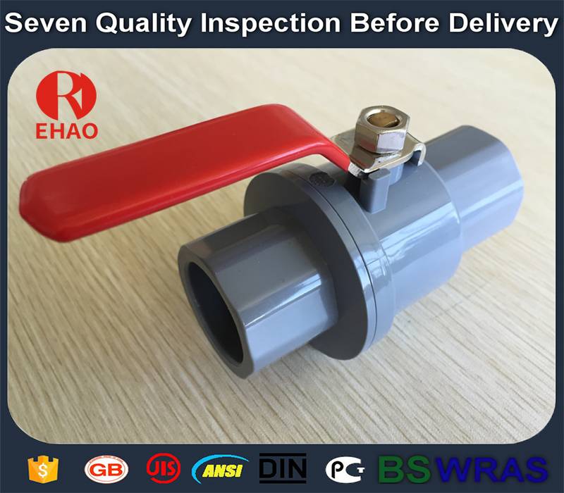 Chinese Professional
 1/2” plastic pvc 2-piece ball valve  with stainless steel handle socket slip x slip Factory from Palestine
