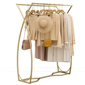 Double Rod DisplayStanding Clothes Rack Gold