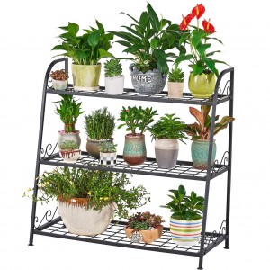  3-Tier Indoor/Outdoor Metal Plant Stand, Flower Pots Holder, Plant Display Rack, Stand Shelf, Shoe Organizer, Utility Storage Organizer Rack