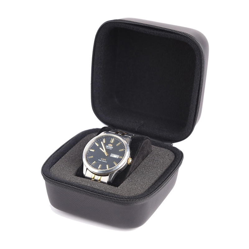 Čierne štvorcové vodotesné cestovné puzdro na hodinky EVA s penovou vložkou