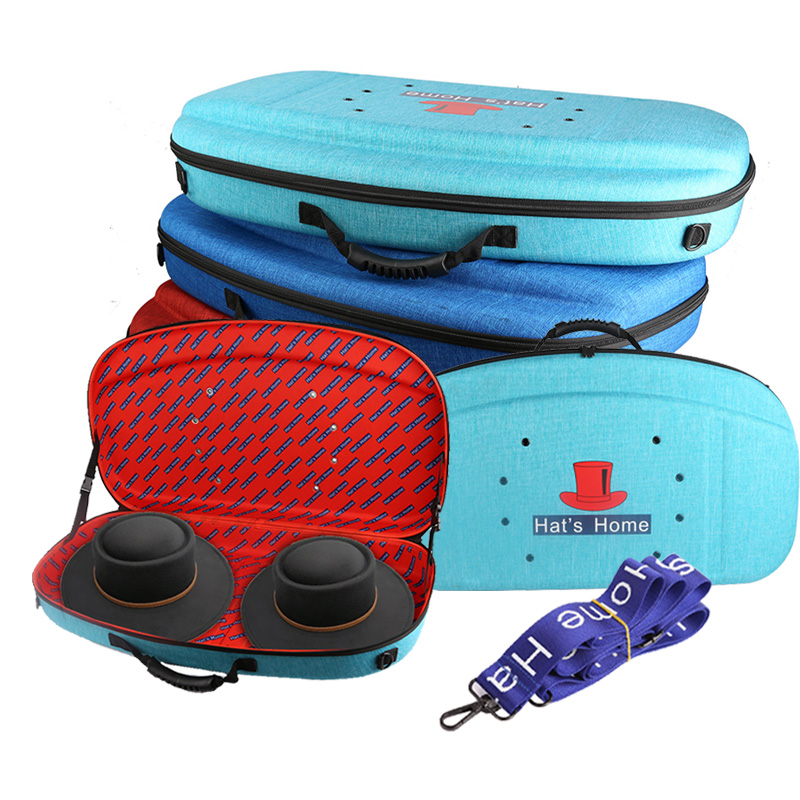 Nytt design 2-hatteholder, reisehatteboks, hjelmeholder for Fedora-, strå-, Panama-, båt- og baseballhatter, elegant hatteoppbevaringsveske festes enkelt til kofferten eller bæres på skuldrene